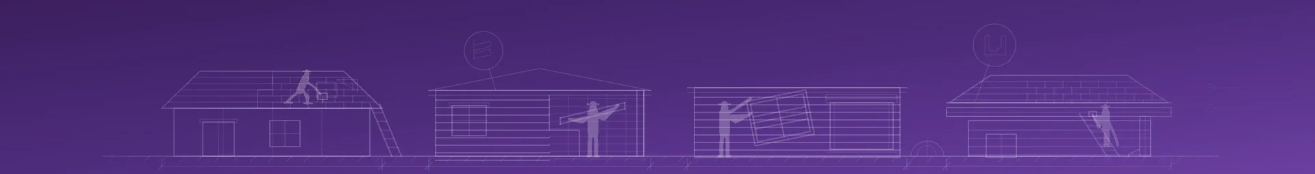 Line drawing of roofing, siding, window and gutter work on Cincinnati homes